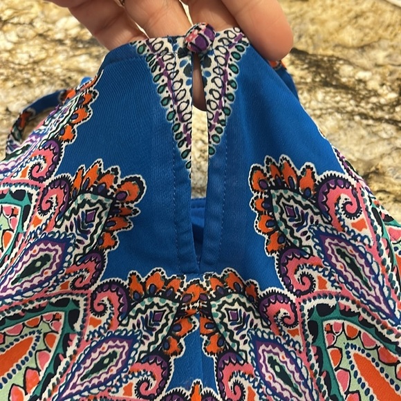 Green and Orange Asymmetrical Halter Sundress for Resort Wear - Picture 6 of 9